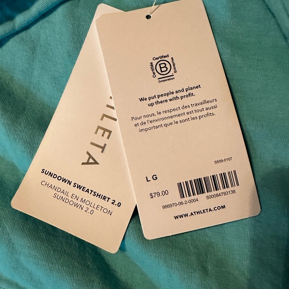 NWT Athleta Sundown Sweatshirt 2.0 Large Coastal Green Turquoise - Picture 4 of 8